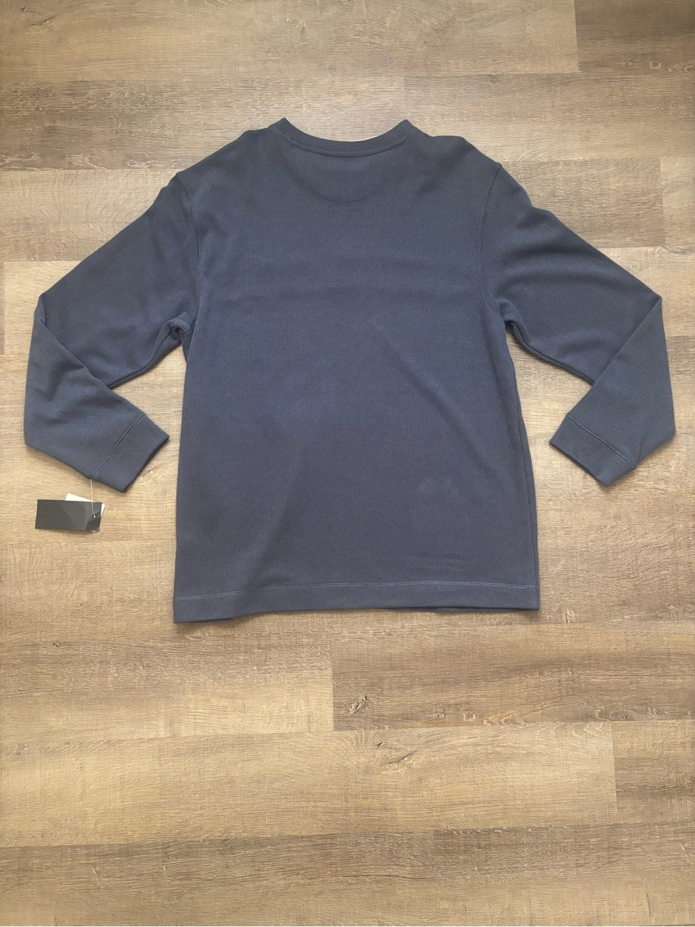 Men's Navy V-Neck Sweater with White Stripe - Picture 2 of 3